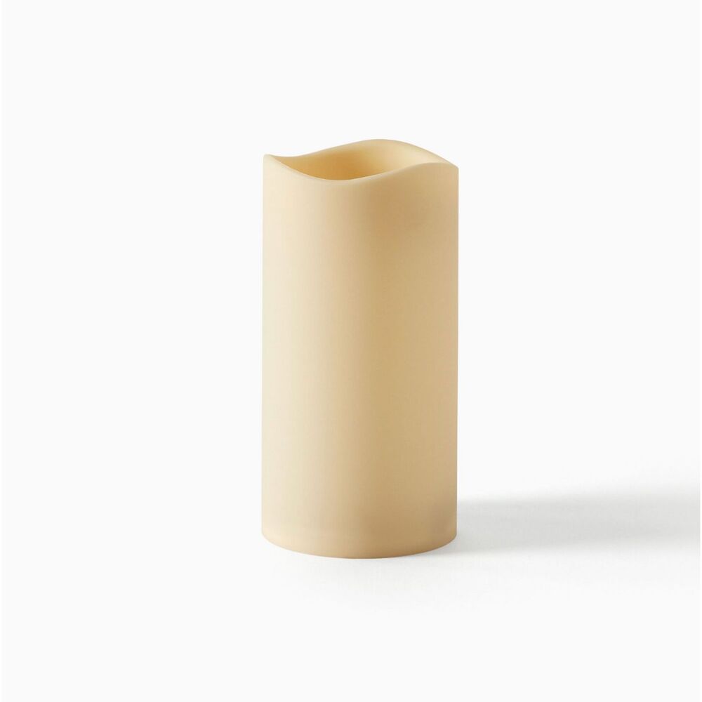 West Elm Indoor/Outdoor Wavy Edge Basic Candle - Ivory 4.5 x 9 in